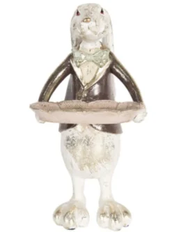 Decoratie jongen konijn met schaal 30cm