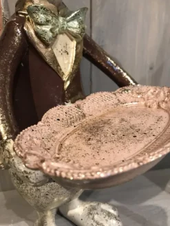 Decoratie jongen konijn met schaal 30cm