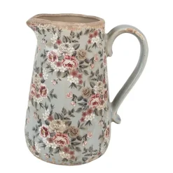 Decoratie kan met rozenmotief grijs 21*15*23