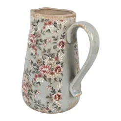 Decoratie kan met rozenmotief grijs 21*15*23