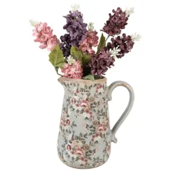 Decoratie kan met rozenmotief grijs 21*15*23