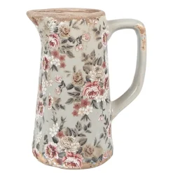 Decoratie kan met rozenmotief grijs 16*11*20