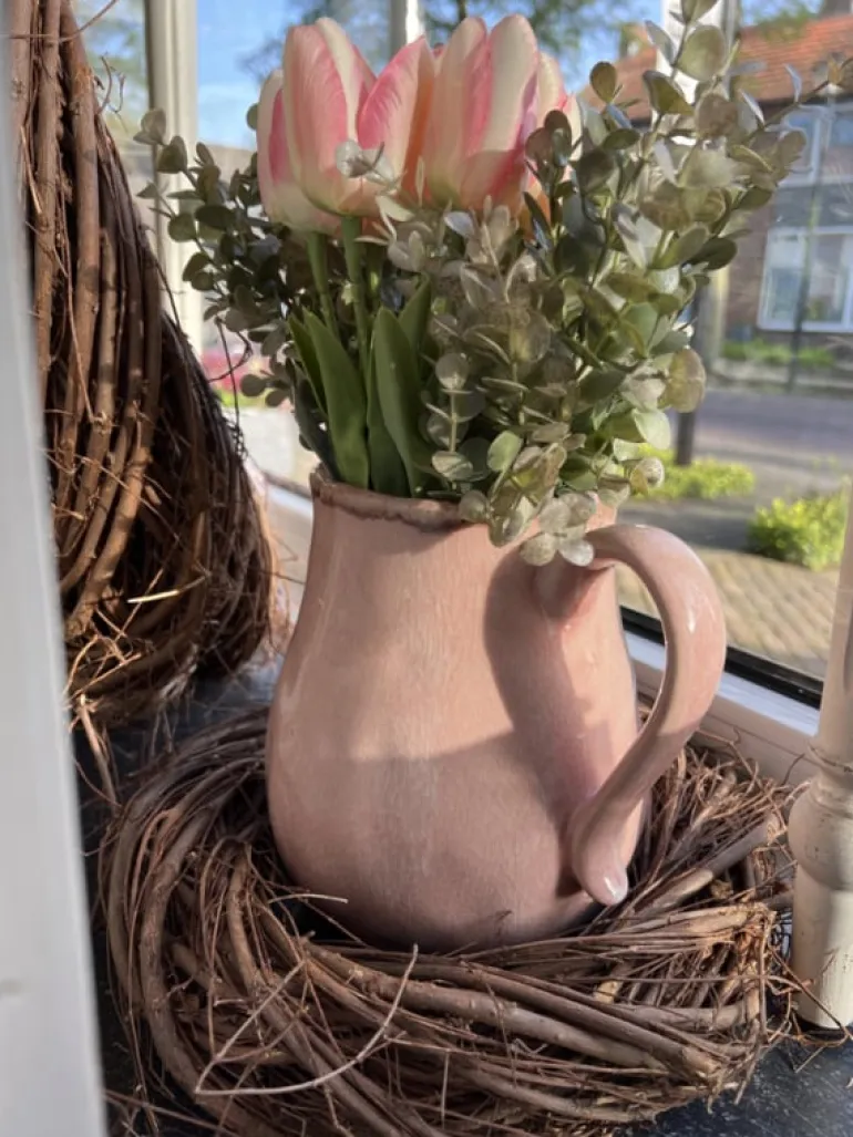 Decoratie kan roze keramiek 21 cm