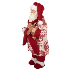 Decoratie kerstman in ochtendjas  28 cm