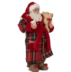 Decoratie Kerstman in ochtendjas 28 cm