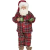 Decoratie Kerstman in pyjama 28 cm