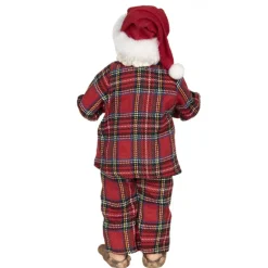 Decoratie Kerstman in pyjama 28 cm