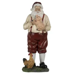 Decoratie Kerstman met haan en biggetje