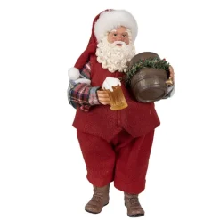 Decoratie Kerstman met vaatje bier 28 cm