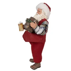 Decoratie Kerstman met vaatje bier 28 cm