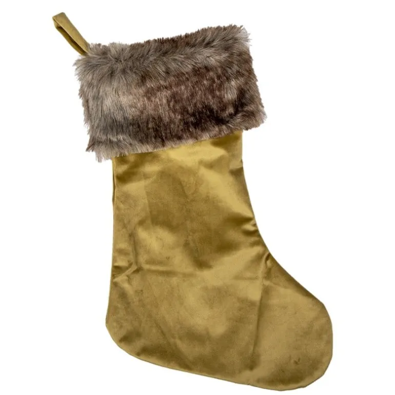 Decoratie Kerstsok goudkleur 30*45