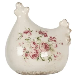 Decoratie kip met roosjes (L)