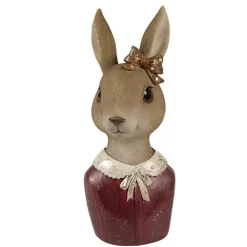 Decoratie konijn buste bordeaux rood 7*17