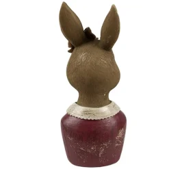 Decoratie konijn buste bordeaux rood 7*17
