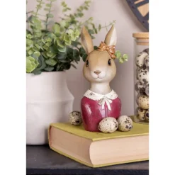 Decoratie konijn buste bordeaux rood 7*17