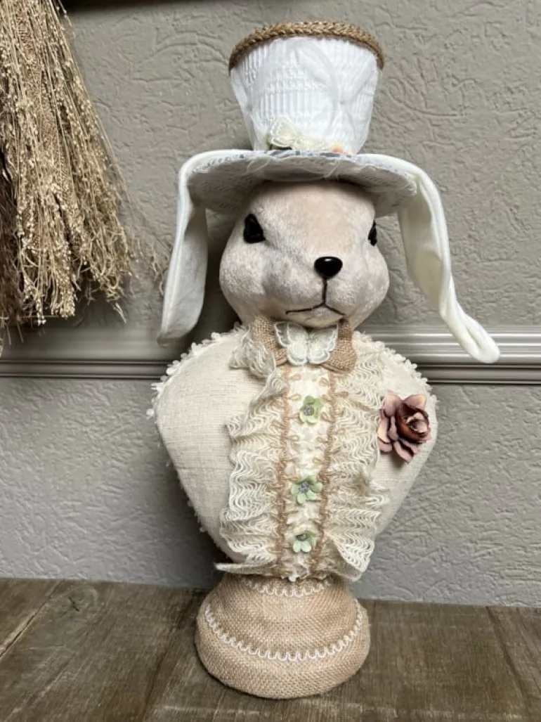 Decoratie konijn buste textiel 24*17*50