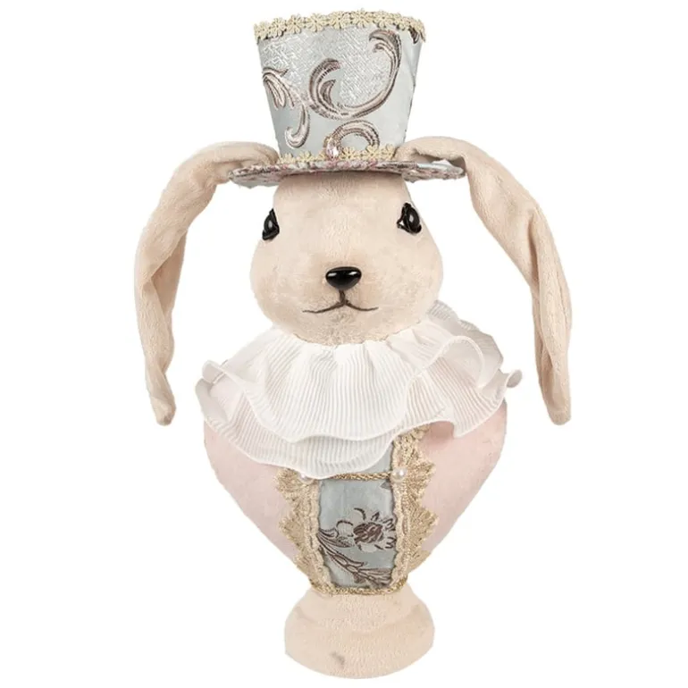 Decoratie konijn buste textiel 18*15*39