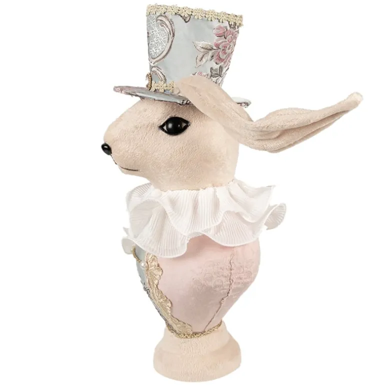 Decoratie konijn buste textiel 18*15*39