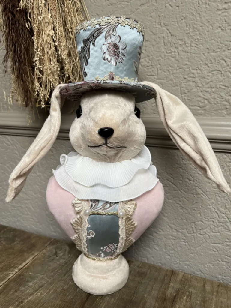 Decoratie konijn buste textiel 18*15*39