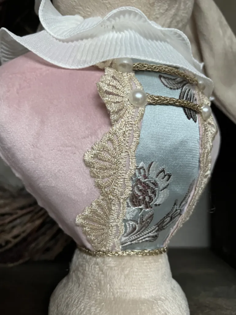 Decoratie konijn buste textiel 18*15*39