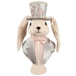 Decoratie konijn buste textiel 18*15*38