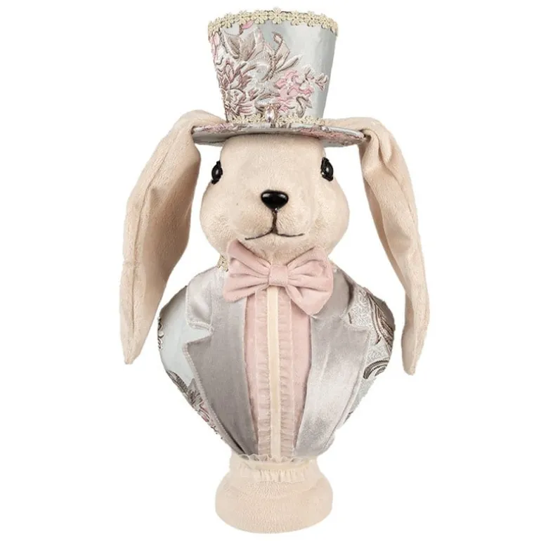Decoratie konijn buste textiel 18*15*38