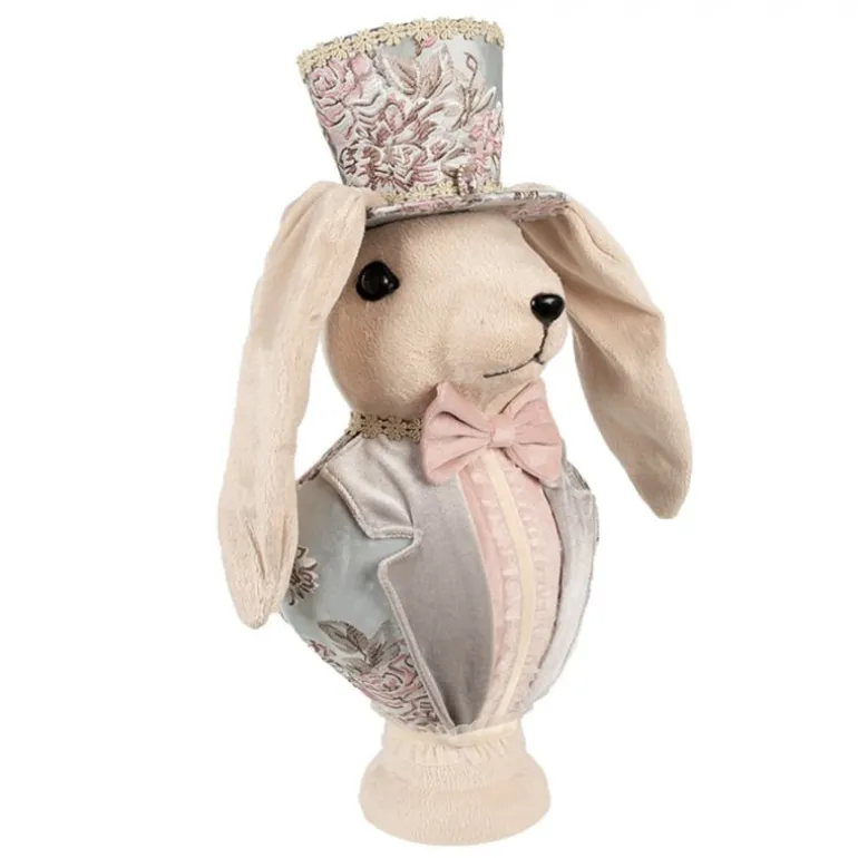 Decoratie konijn buste textiel 18*15*38