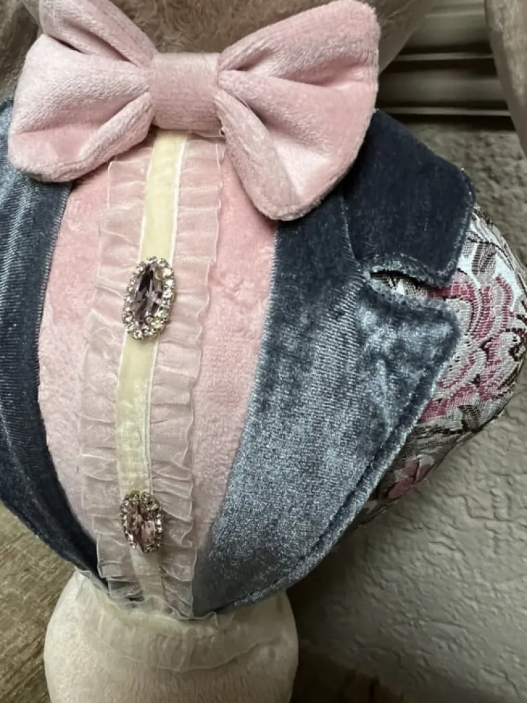 Decoratie konijn buste textiel 18*15*38