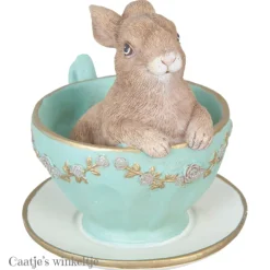 Decoratie konijn in kopje liggend