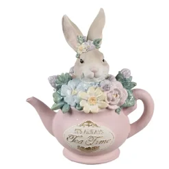 Decoratie konijn in theepotje 12*8*14