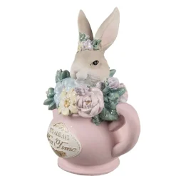 Decoratie konijn in theepotje 12*8*14