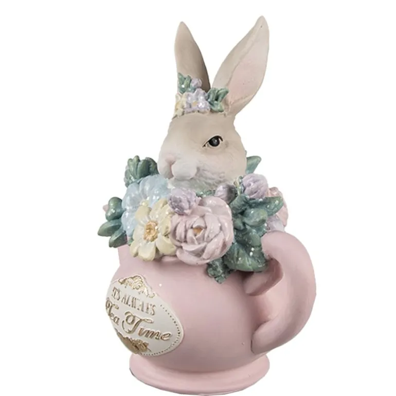 Decoratie konijn in theepotje 12*8*14