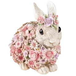 Decoratie konijn met bloemetjes 19*12*18