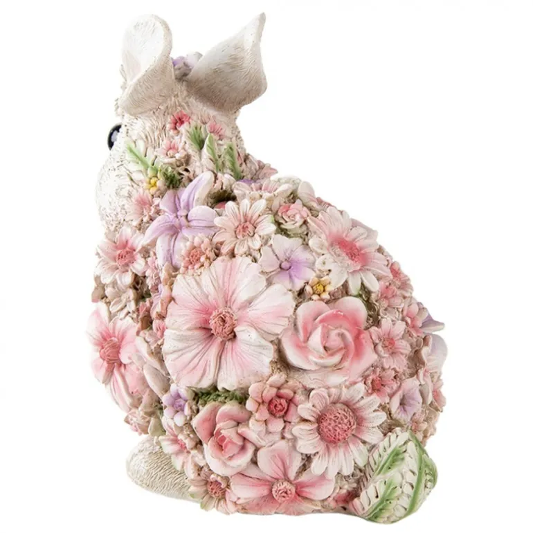 Decoratie konijn met bloemetjes 19*12*18