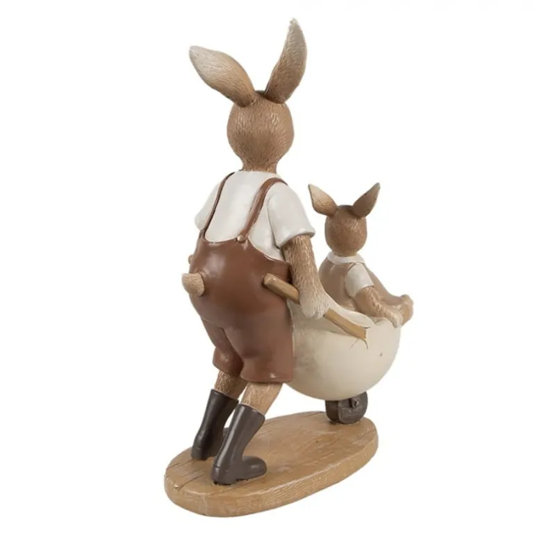 Decoratie konijn met ei kruiwagen 15*21