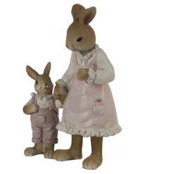 Decoratie konijn met kleintje aan de hand