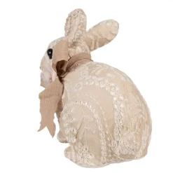 Decoratie konijn textiel beige 26*15*23