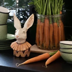 Decoratie konijnen hoofd oranje/roze