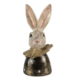 Decoratie konijnen hoofd zwart/goud