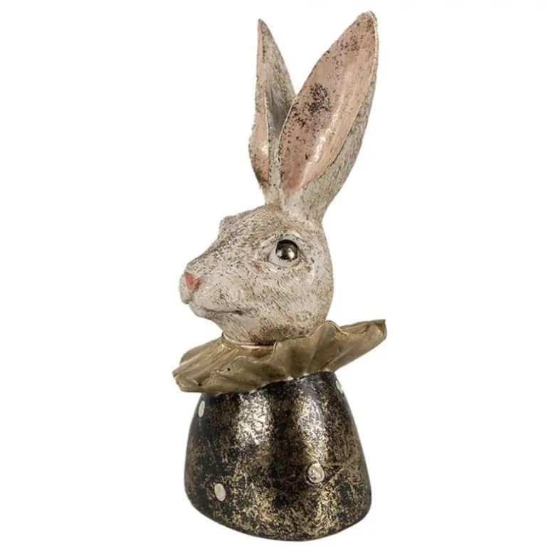 Decoratie konijnen hoofd zwart/goud