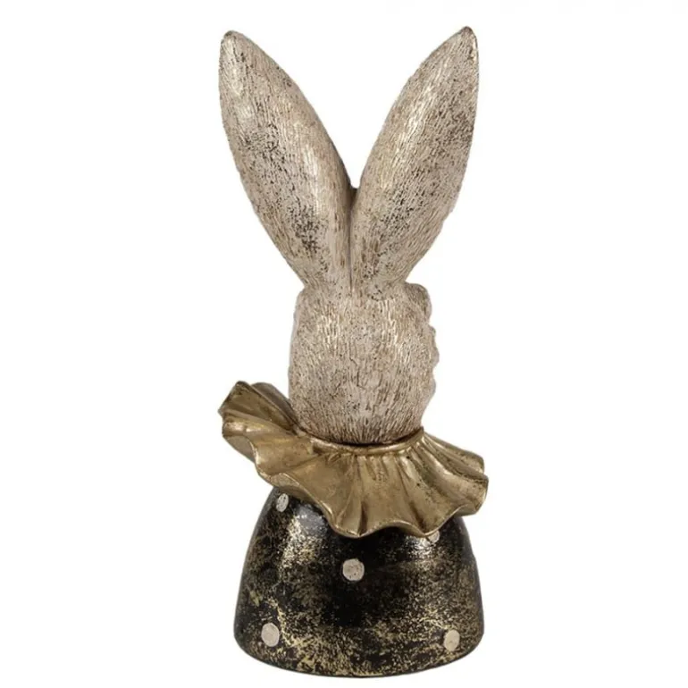 Decoratie konijnen hoofd zwart/goud