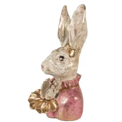 Decoratie konijnen hoofd roze met strikje