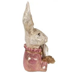 Decoratie konijnen hoofd roze met strikje