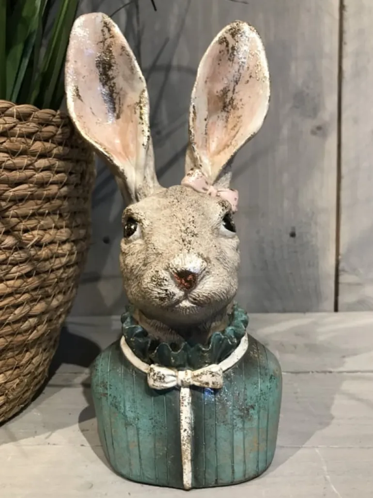 Decoratie konijnen hoofd groen