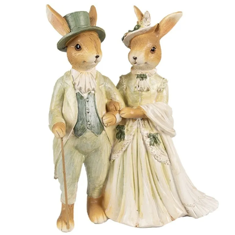 Decoratie konijnen man en vrouw groen