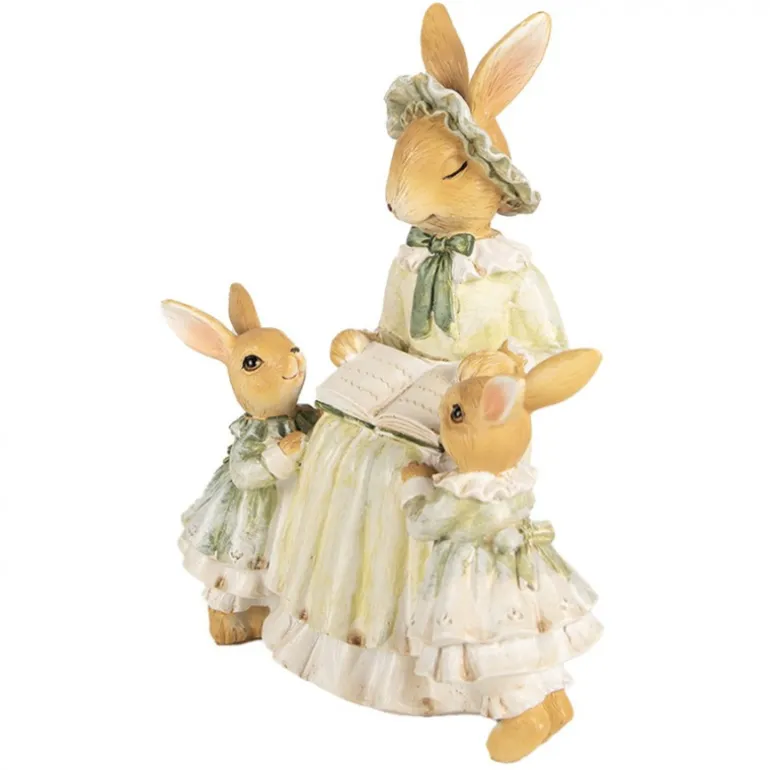 Decoratie konijnen moeder leest voor aan kleintjes