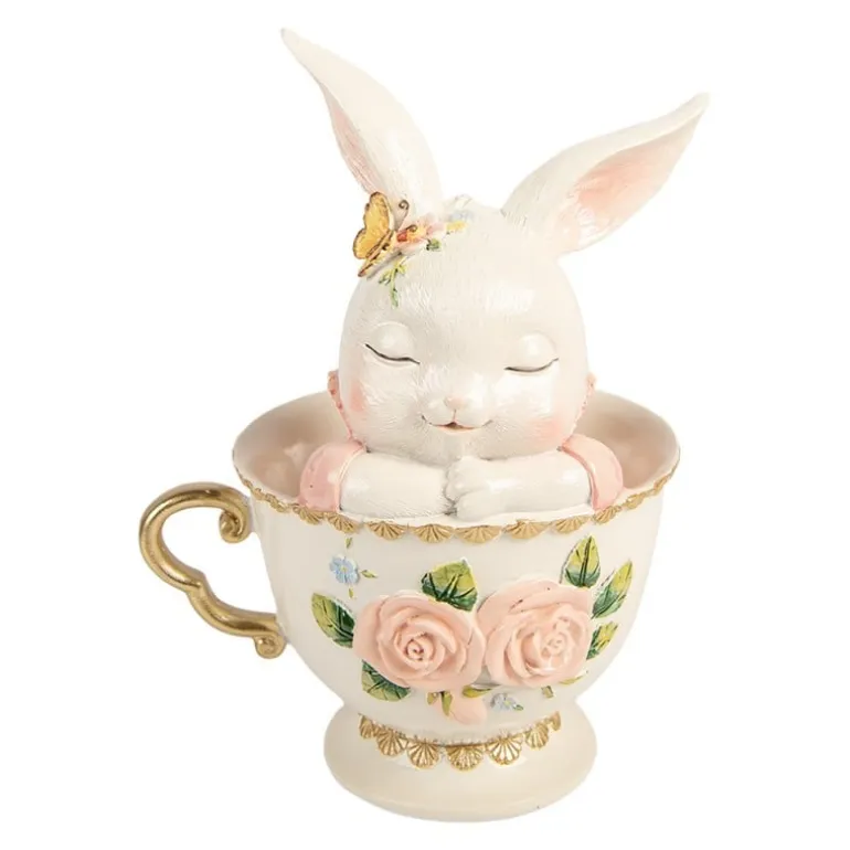 Decoratie konijntje in kopje 17*14*22