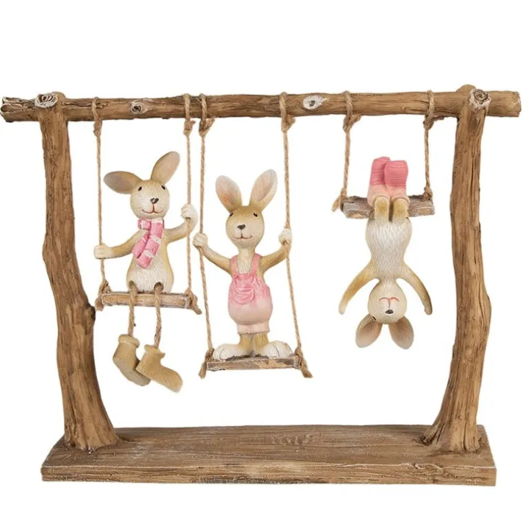 Decoratie konijntjes op schommel