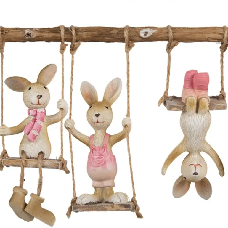 Decoratie konijntjes op schommel