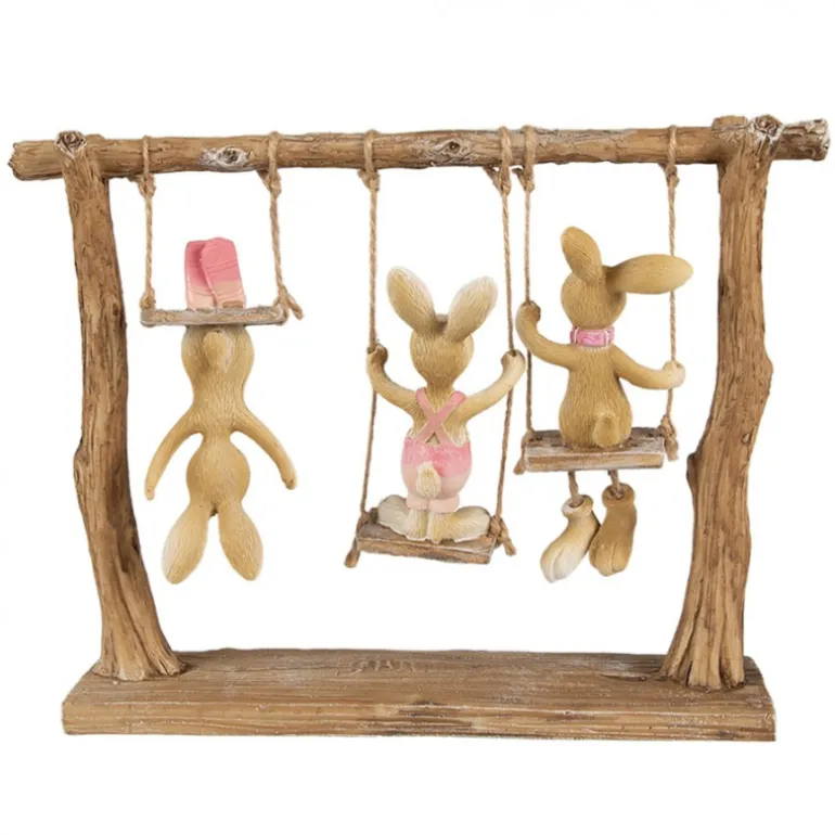 Decoratie konijntjes op schommel